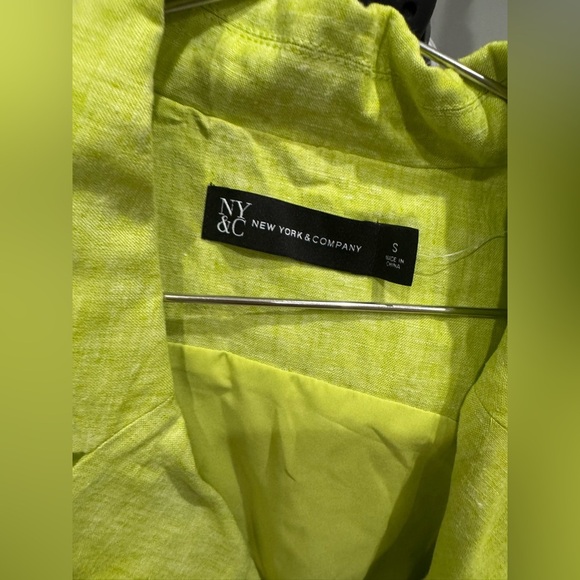 Bright green linen blazer strapless dress - Picture 3 of 4